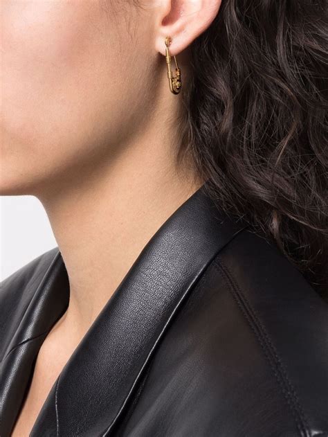 versace runway safety pin|Versace safety pin earrings.